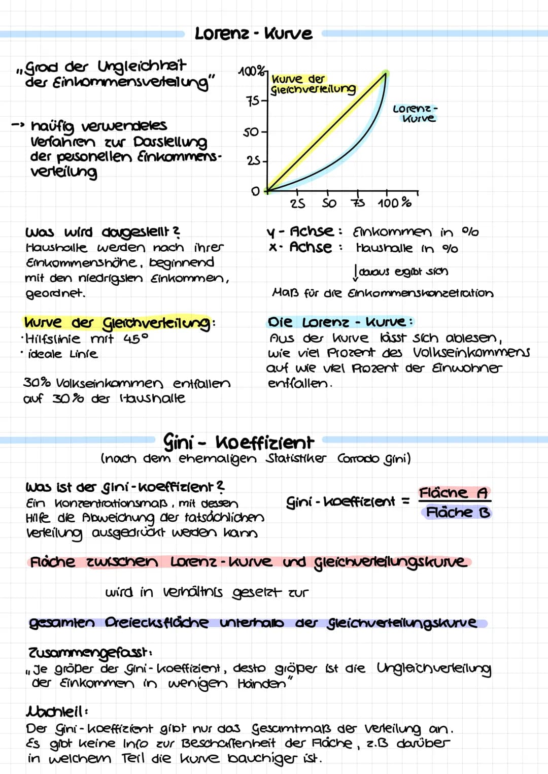 Lorenz - Kurve
Grad der Ungleichheit
der Einkommensverteilung"
->
haufig verwendeles
verfahren zur Darstellung
der personellen Einkommens-
v