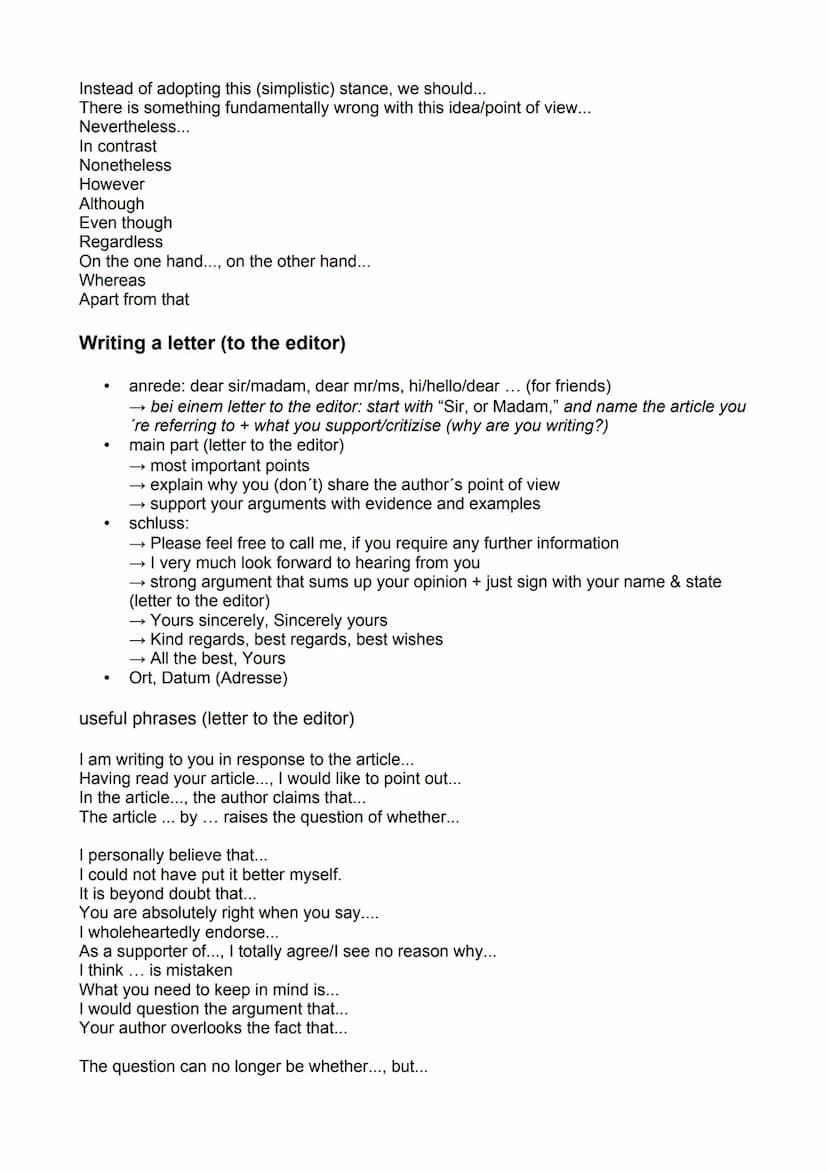 Analysis of a non fictional text
general tips
divided into paragraphs → divide the text as well as your analysis into paragraphs
examples of
