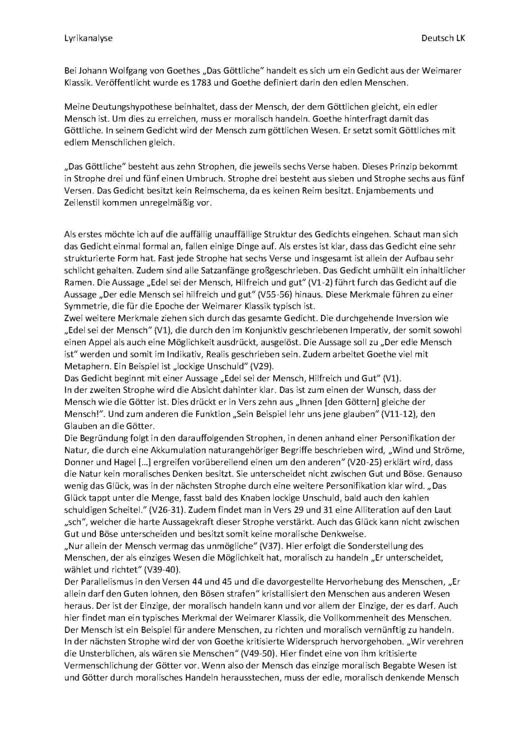 Das Göttliche von Goethe: Text, Analyse & Zusammenfassung