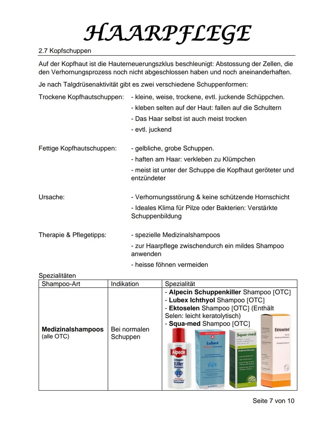 HAARPFLEGE HAARPFLEGE
Inhaltsverzeichnis
1 Allgemeines über Haar.
1.1 Anatomie
1.2 Funktion....
1.3 Unterteilung
1.4 Wachstumszyklus...
2 Er