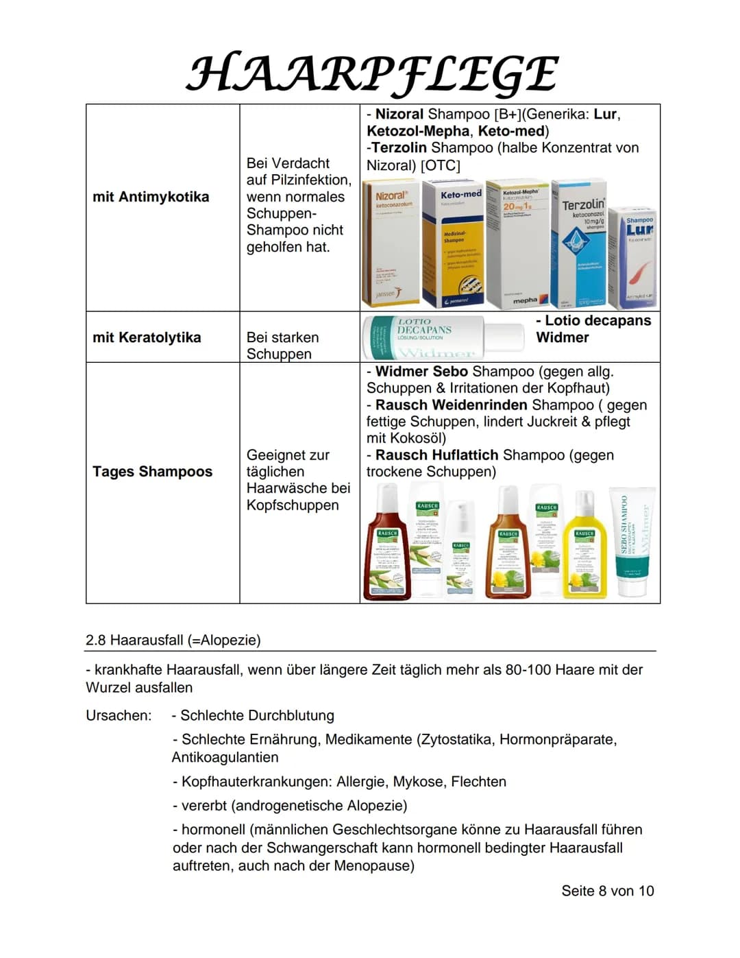 HAARPFLEGE HAARPFLEGE
Inhaltsverzeichnis
1 Allgemeines über Haar.
1.1 Anatomie
1.2 Funktion....
1.3 Unterteilung
1.4 Wachstumszyklus...
2 Er