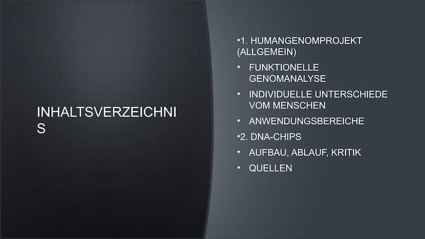 DNA-CHIPS
NOAH UND LUKE
AFFYMETRIX
N:
GeneChip®
Human Genome
U133 Plus 2.0
5000 19
GAMPLES INHALTSVERZEICHNI
S
•1. HUMANGENOMPROJEKT
(ALLGEM