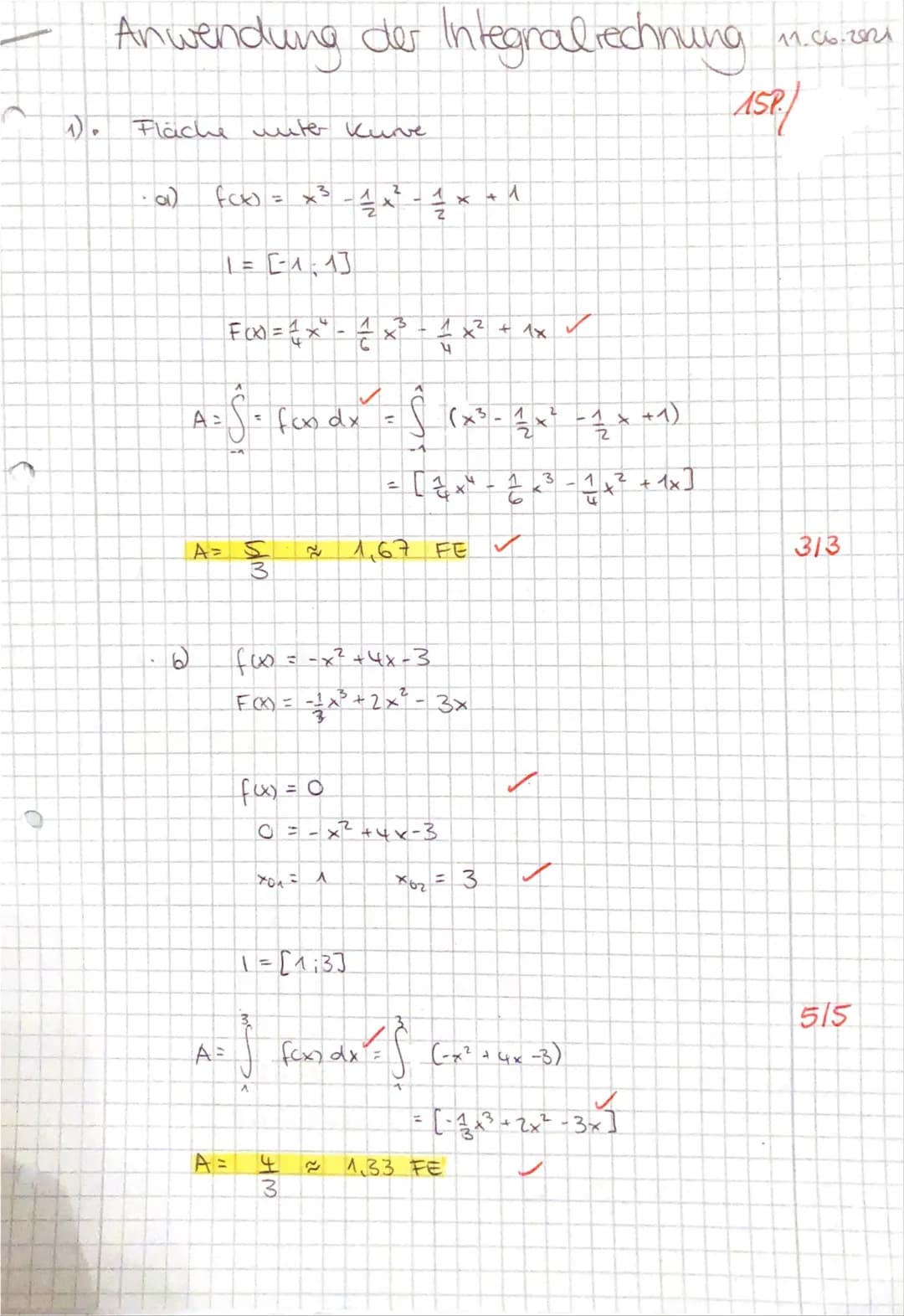 Anwendungen der Integralrechnung
1. Fläche unter Kurven
a) Gesucht ist der Inhalt des rechts abgebildeten mar-
kierten Flächenstücks A.
b) W