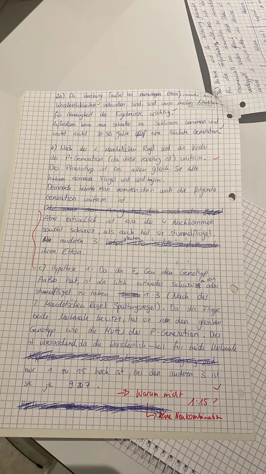 Biologiearbeit Nr. 2
Kl. 10b
Name: Eva
Pflane 1:
26.05.2023
Punkte: 32/38
Note: 1-2
m: 1
1. Züchtung von Rebsorten (9 P) a
Ein Winzer hat ei