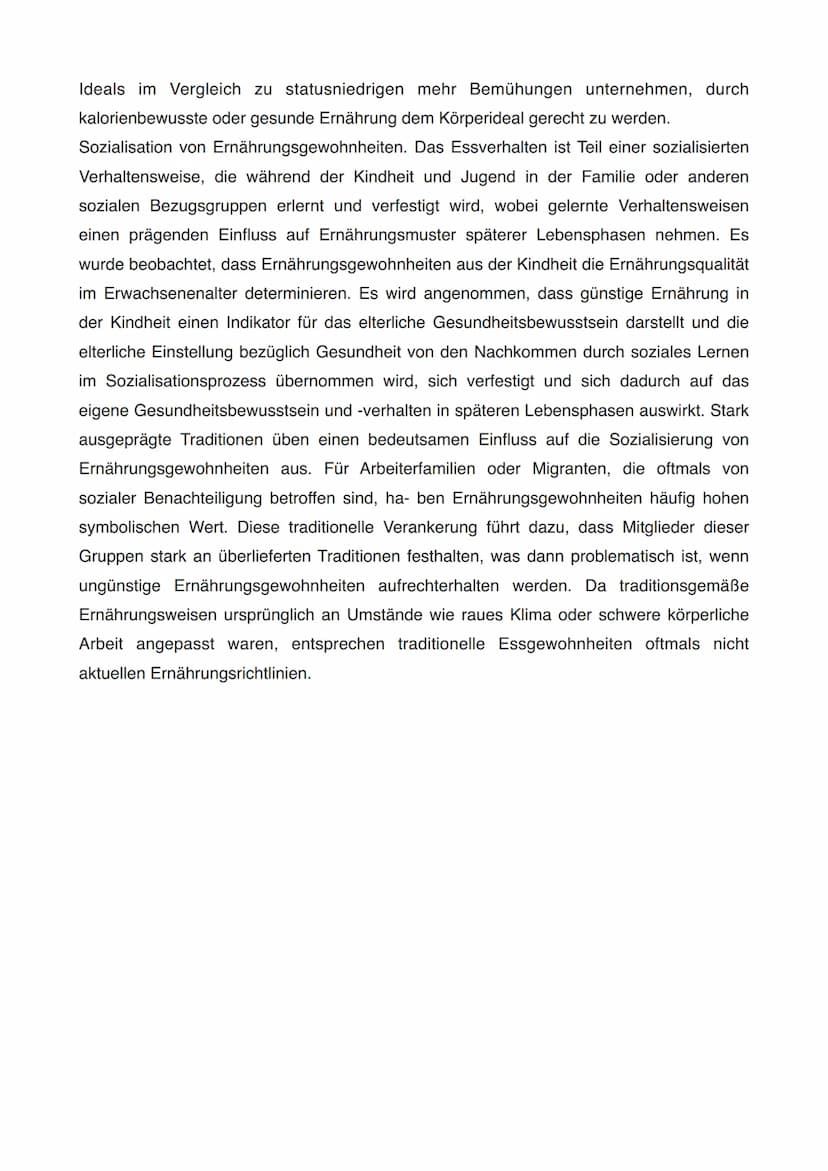 Soziokulturelle und sensorische Einflüsse auf die eigenen
Ernährungsgewohnheiten
Die Esskultur gibt den Rahmen vor
Die Ausbildung der Essgew
