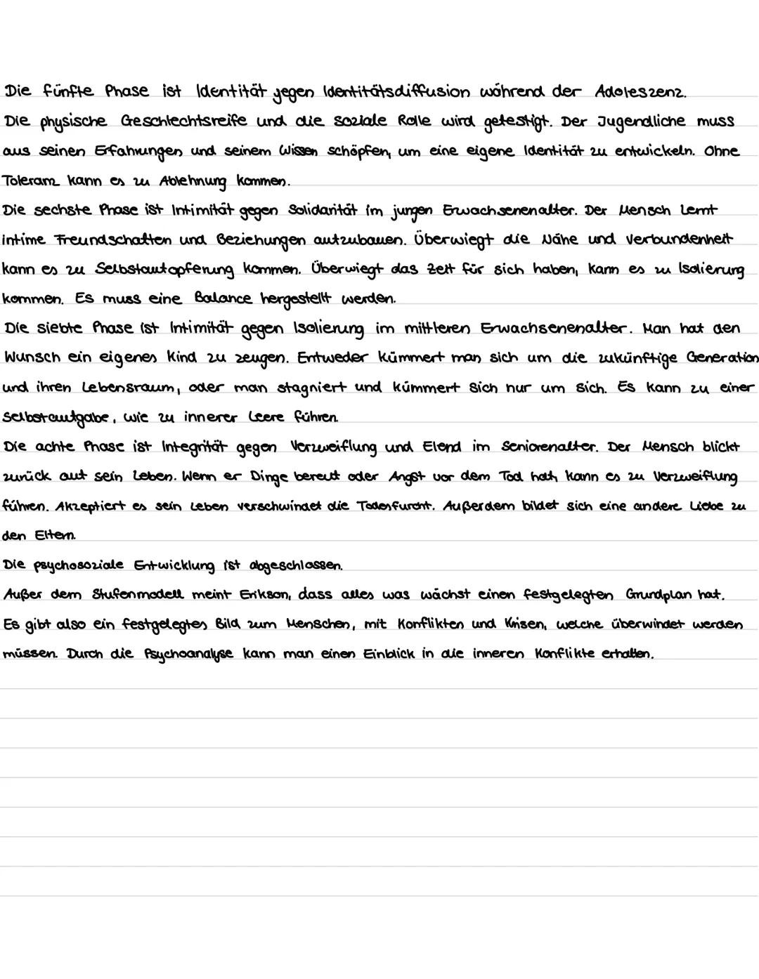 # Erikson

Erik H Erikson wurde am 15.06.1902 in Frankfurt geboren, war Psychoanalytiker und
stellte ein achtstufiges Stufenmodell aud. Er a