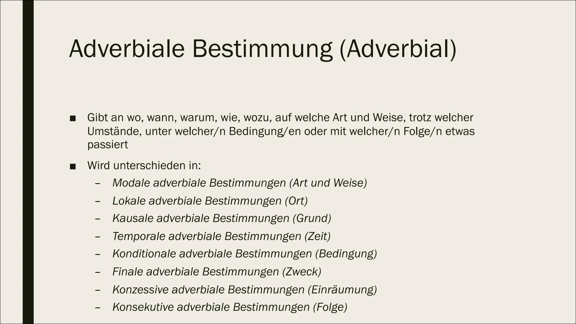 SATZGLIEDER Inhalt
■ Subjekt
Prädikat
Objekt
Adverbiale Bestimmung
Attribut Subjekt
Sagt aus wer oder was etwas tut
Ist entweder
ein Nomen
-