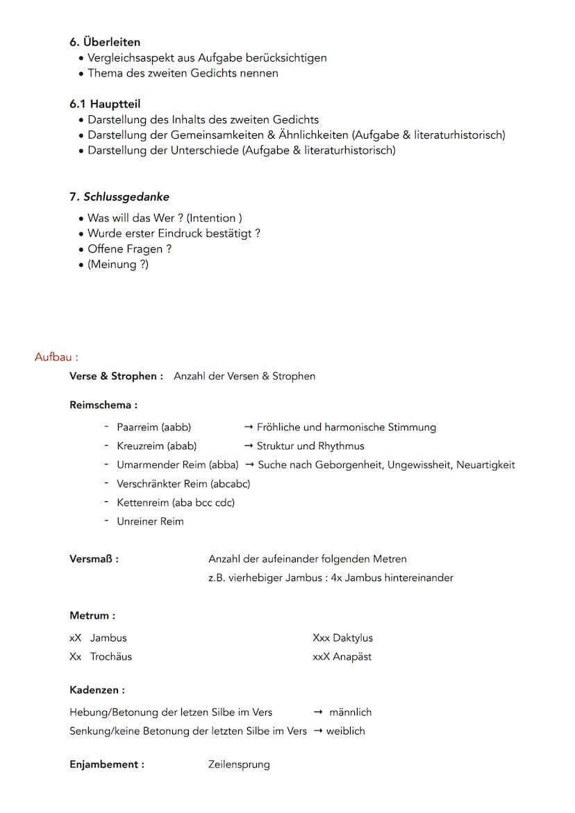 Aufbau Gedichtanalyse
1. Einleitungsgedanke
Titel des Gedichts
• Name des Autors
• Erscheinungsjahr, wenn angegeben
• Themenstellung des Ged