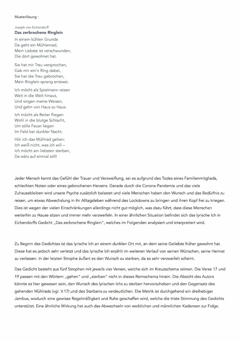 Aufbau Gedichtanalyse
1. Einleitungsgedanke
Titel des Gedichts
• Name des Autors
• Erscheinungsjahr, wenn angegeben
• Themenstellung des Ged