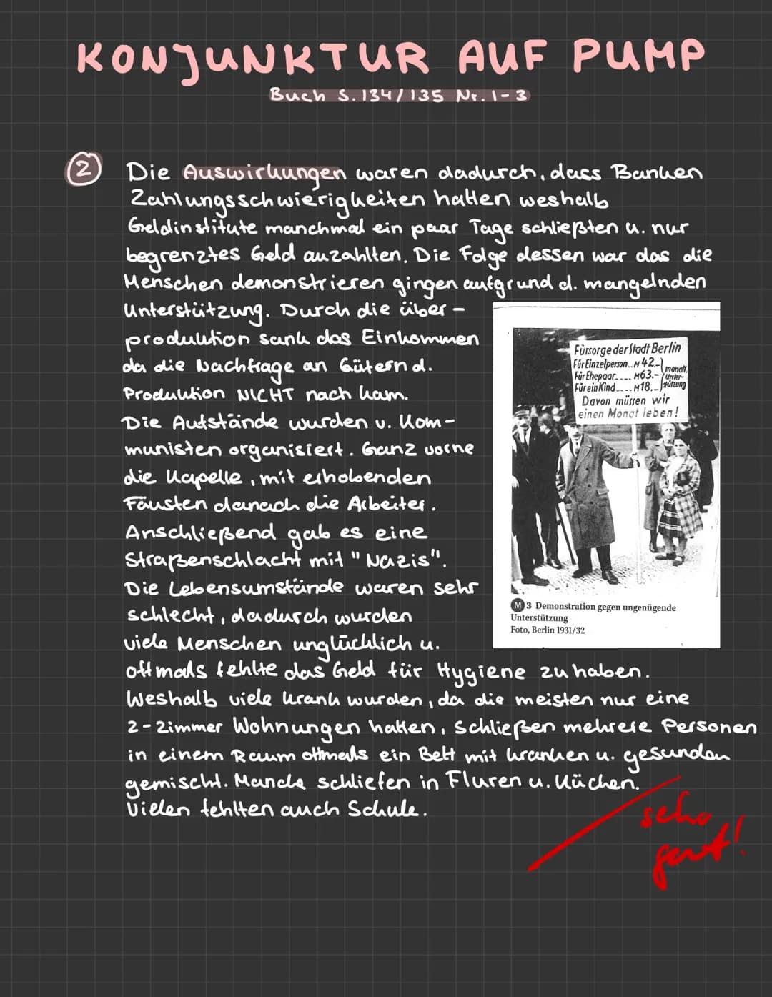 KONJUNKTUR AUF PUMP
Buch S. 134/135 Nr. 1-3
(2)
Die Auswirkungen waren dadurch, dass Banken
Zahlungsschwierigkeiten hatten weshalb
Geldinsti