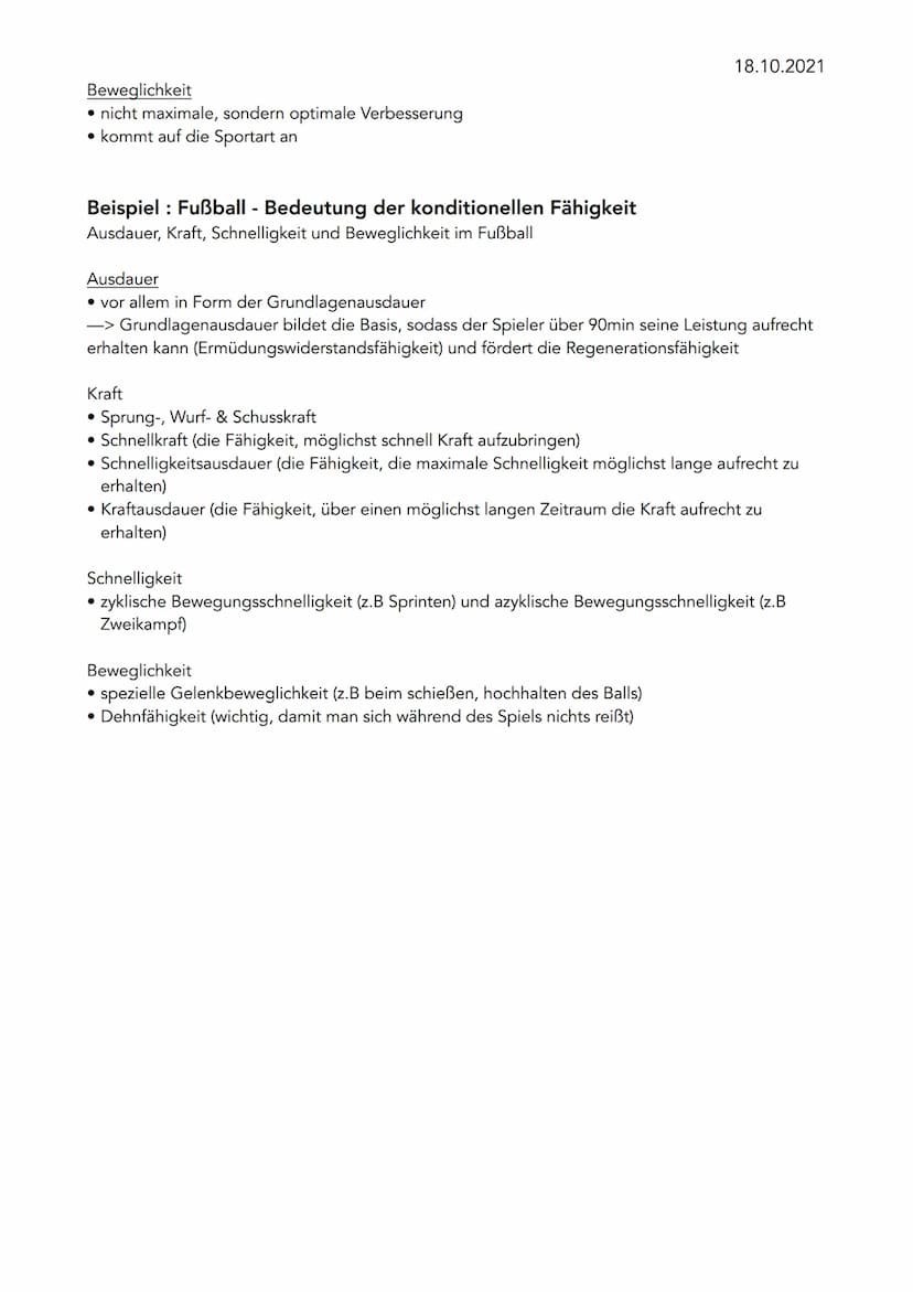 Definition
= Kondition
primär energetischer Prozess:
I. Ausdauer
II. Kraft
III. Schnelligkeit
IV. Beweglichkeit
Konditionelle Fähigkeiten
(K