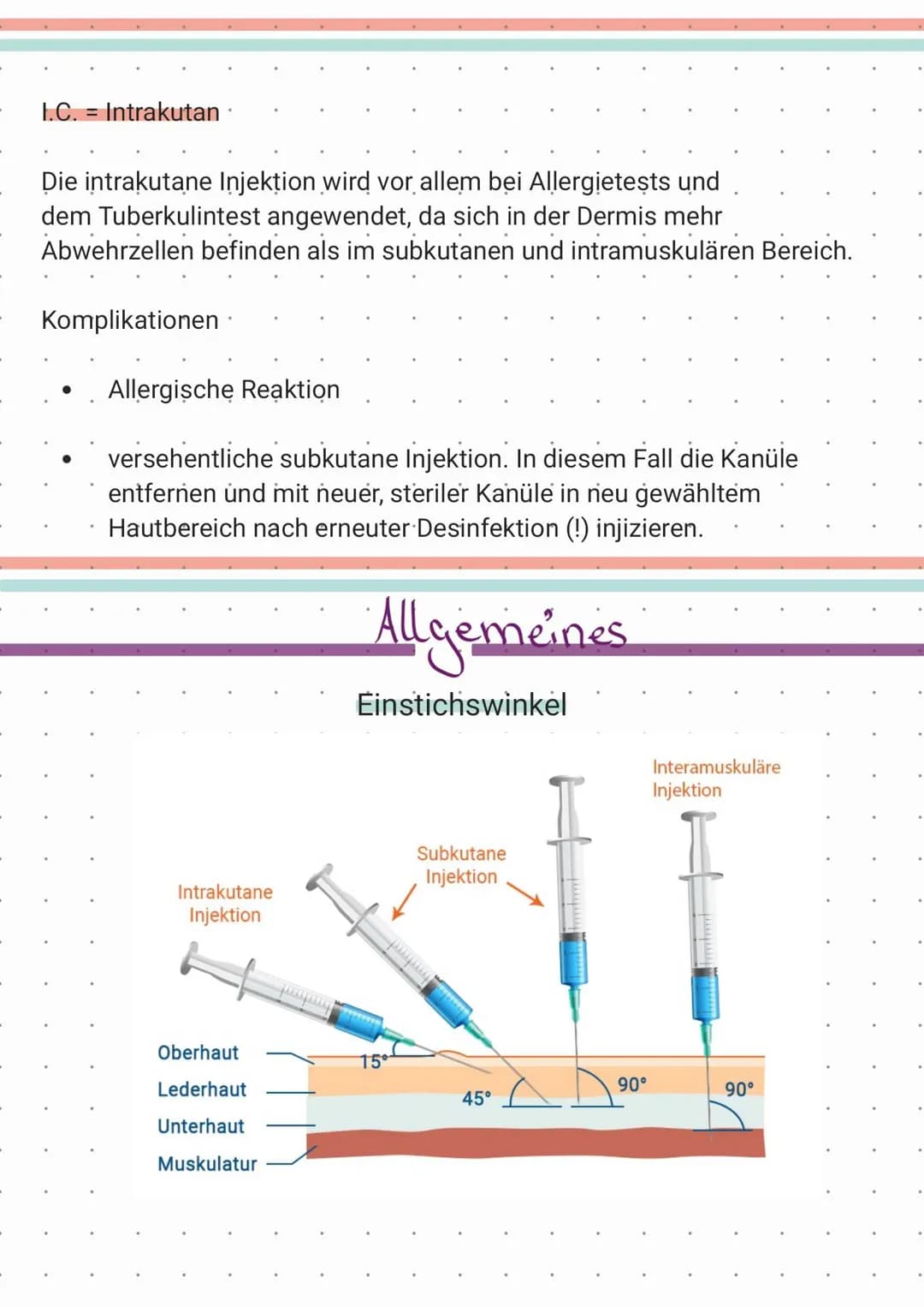 1.4-SC-1K.-
I.M. = Intra Muskuläre
in den Skelett Muskel (quergestreift willkürlich)
Aufnahme ist schneller als bei der s.c.-Injektion, aber