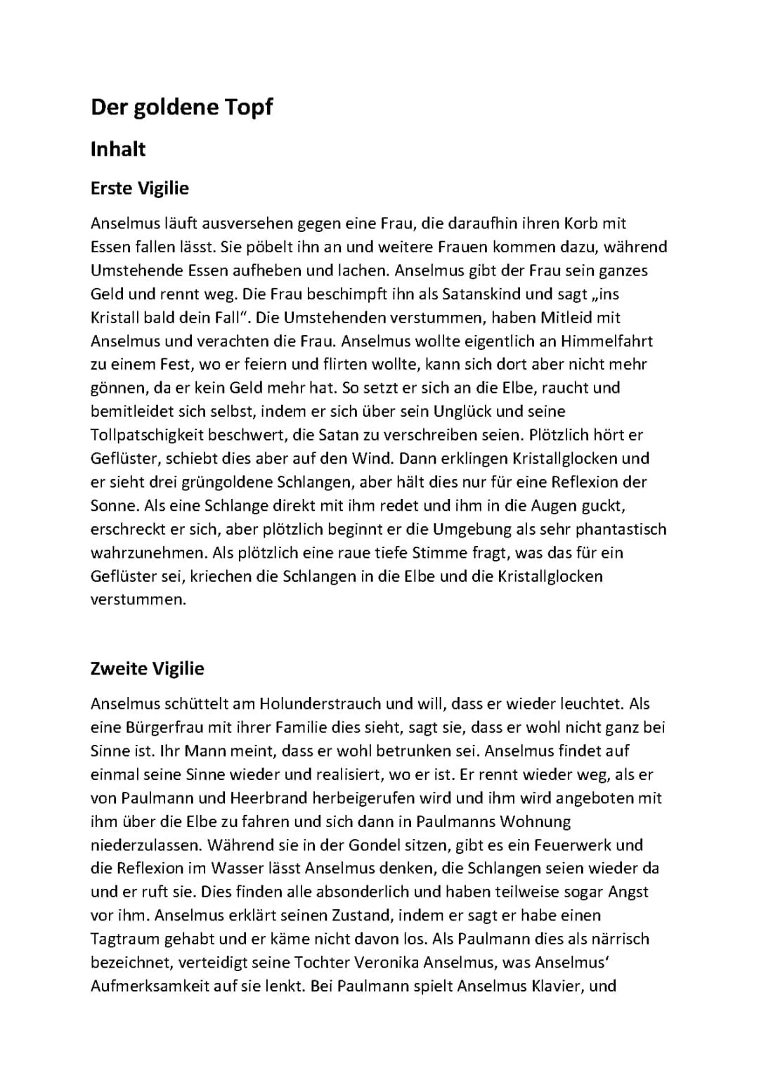 Der goldene Topf - E.T.A. Hoffmann - Zusammenfassung und Hilfe zur Interpretation 