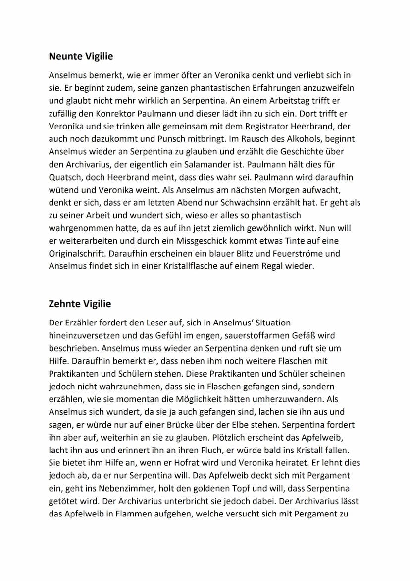 Der goldene Topf
Inhalt
Erste Vigilie
Anselmus läuft ausversehen gegen eine Frau, die daraufhin ihren Korb mit
Essen fallen lässt. Sie pöbel