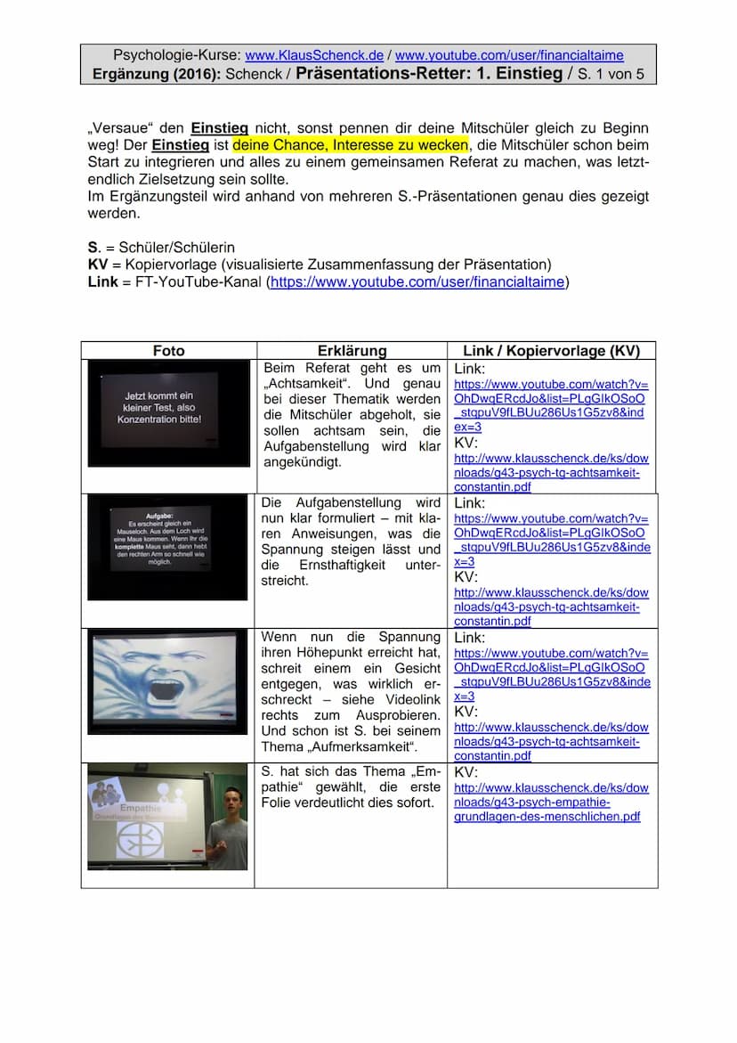 Psychologie-Kurse: www.KlausSchenck.de/www.youtube.com/user/financialtaime
Ergänzung (2016): Schenck / Präsentations-Retter: 1. Einstieg / S