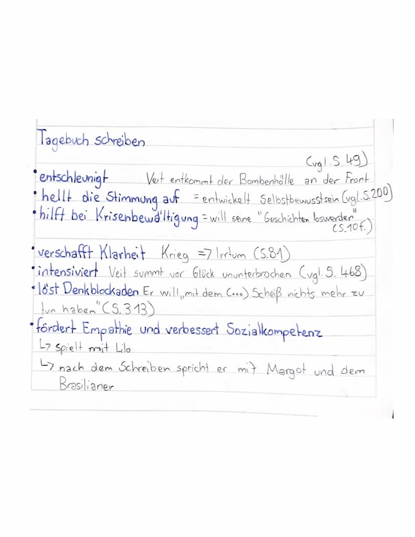 Funktion des Schreibens im Roman
- sich seiner selbst sicher sein Ersatz für Gesprächs-
- Geschehen in Erinnerungen rufen
partner
(Einordung