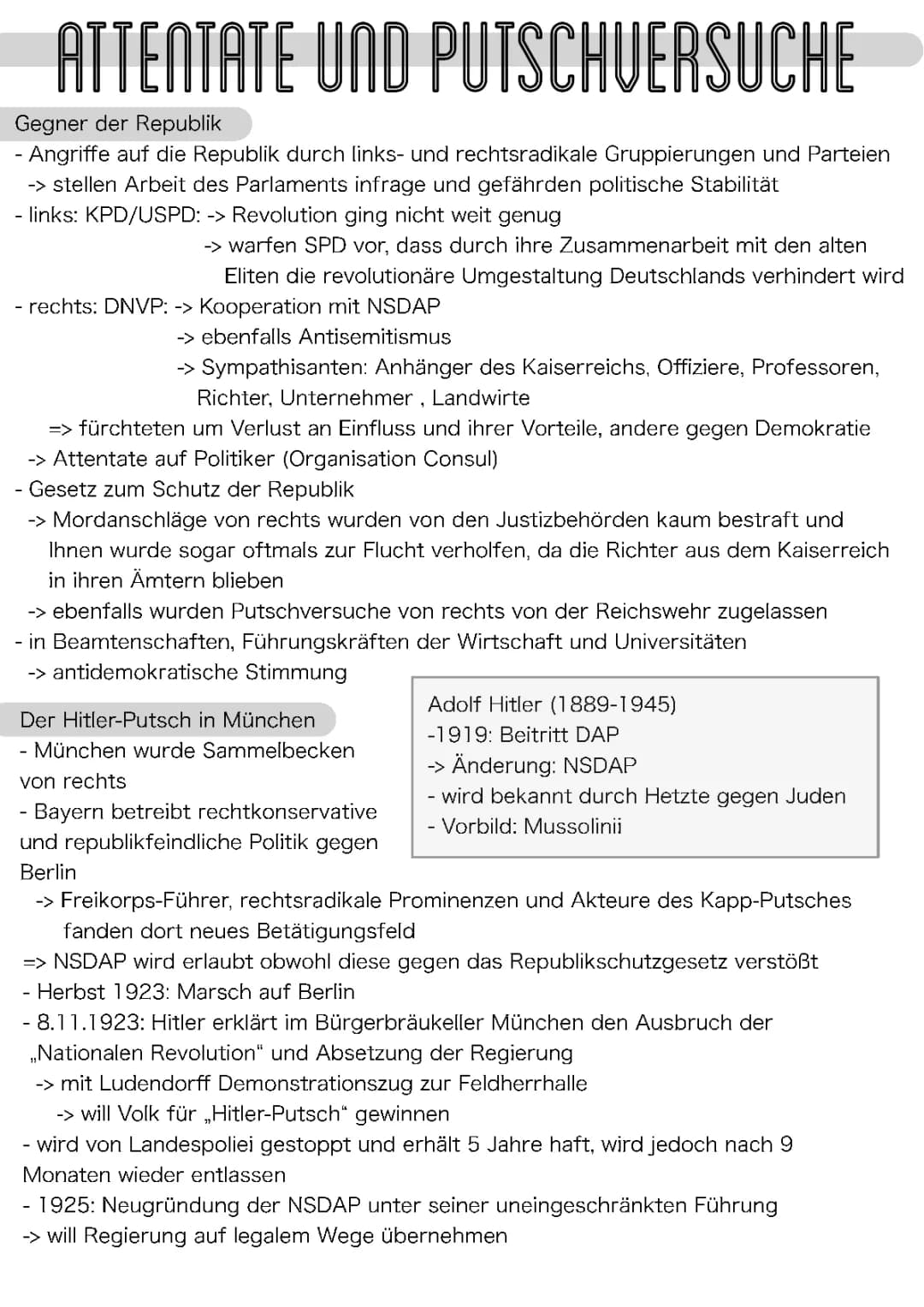 Politische Morde und Hitlerputsch: Einfach erklärt für Kinder