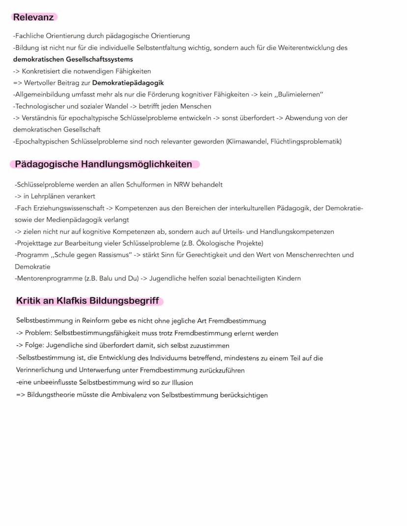 Kerngedanken
-Bildungskonzept ist die Synthese aus humanistischen Bildungsvorstellungen und kritischer Gesellschaftsanalyse
-Normativer Ansa