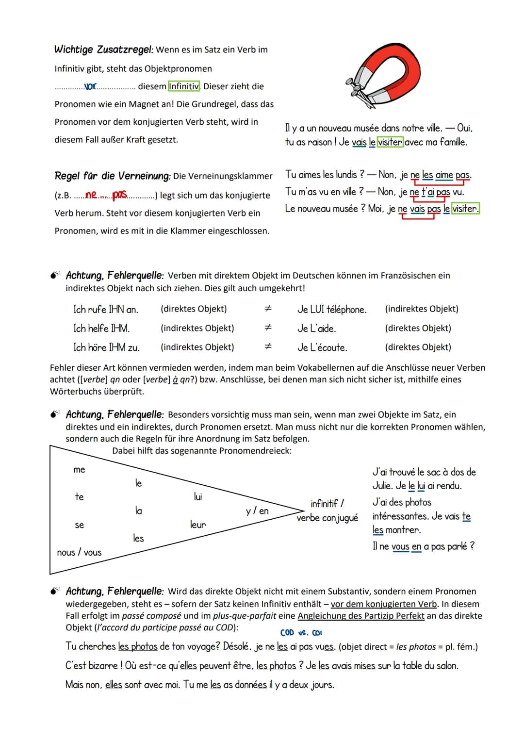 Les pronoms objets en français (Die Objektpronomen im Französischen)
Man kann Objekte in der Kurzversion schreiben - Pronomen machen es mögl