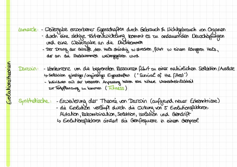 Evolutionstheorien
Evolution: Entwicklung
von Leben über Generationen auf Grundlage
Kirche: -Schöpfungsgeschichte
Cuvier:
Rekombination und 