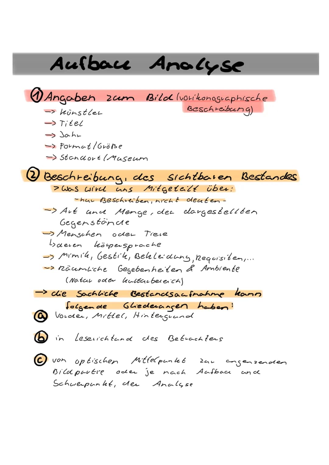 Beispiel Sätze:
Einleitung:
> Das Gemälde/Foto/Zeichnung „Titel" von (Name des Künstlers)
entstand (Datum). Thema des Bildes ist (Thema nenn