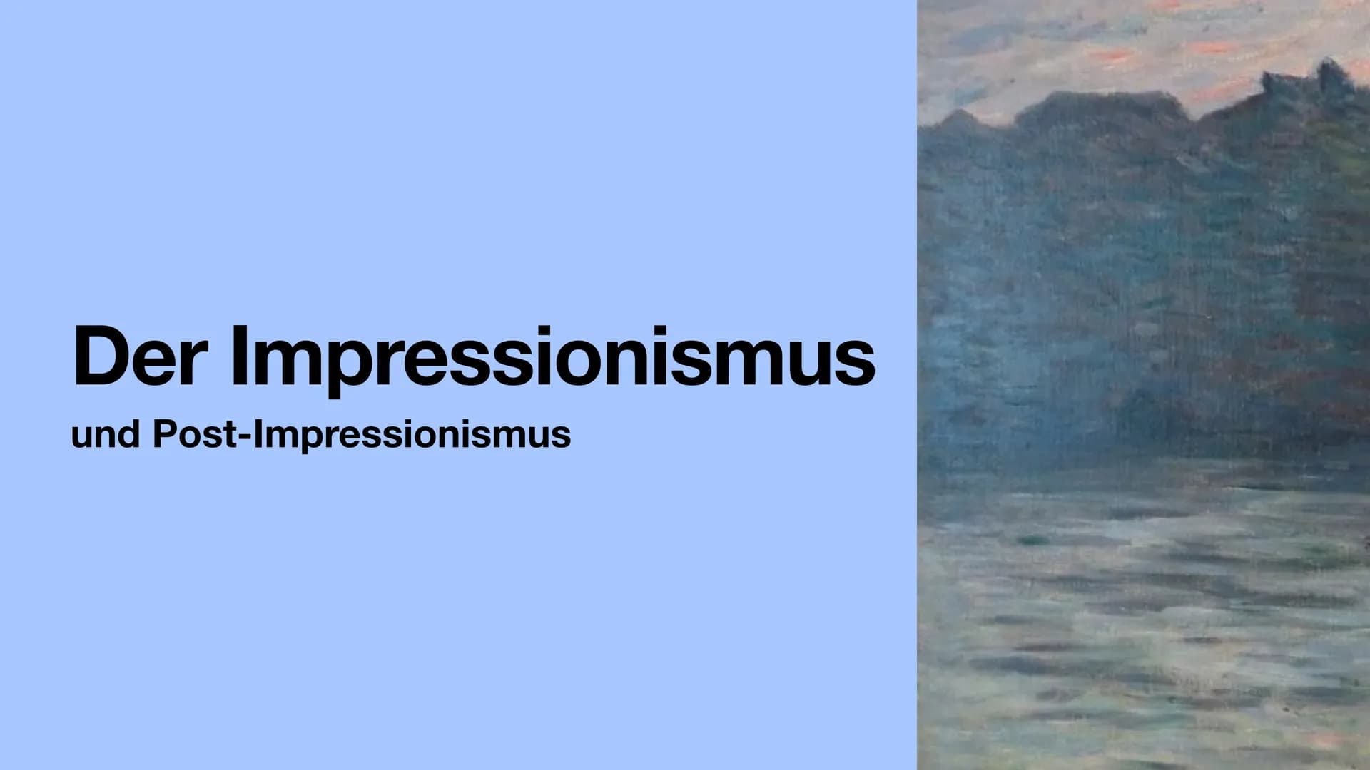 Der Impressionismus
und Post-Impressionismus Sternennacht, Vincent van Gogh 1889 Index
●
●
●
●
Impressionismus
Entstehung Impressionismus
Me