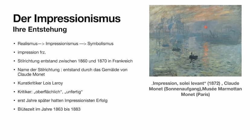 Der Impressionismus
und Post-Impressionismus Sternennacht, Vincent van Gogh 1889 Index
●
●
●
●
Impressionismus
Entstehung Impressionismus
Me
