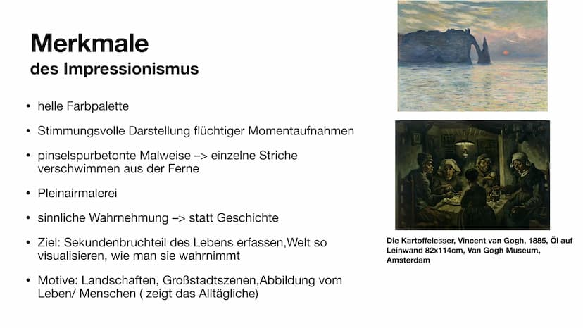 Der Impressionismus
und Post-Impressionismus Sternennacht, Vincent van Gogh 1889 Index
●
●
●
●
Impressionismus
Entstehung Impressionismus
Me