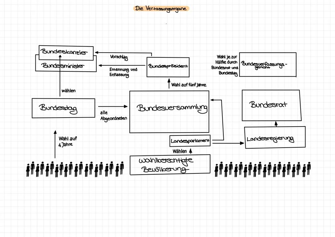 Verfassungsorgane Deutschland einfach erklärt - Aufgaben & Schaubild