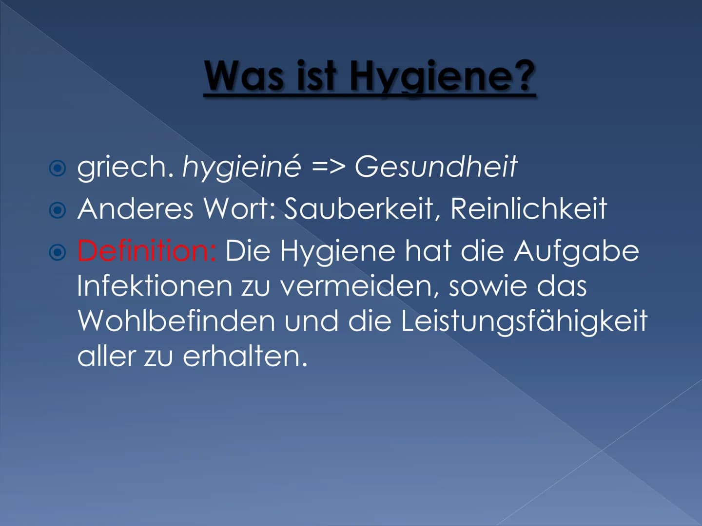 Hygiene
Infektionen
Die Hygiene Gliederung
Was ist Hygiene?
● Hygiene zu Hause und Unterwegs!
Arten der Hygiene!
• Was ist wenn zu viel Hygi