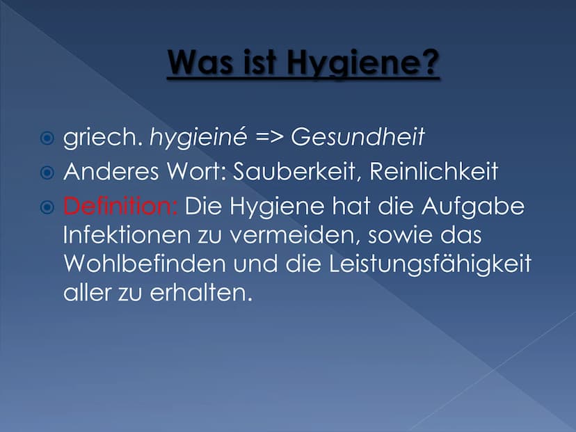 Hygiene
Infektionen
Die Hygiene Gliederung
Was ist Hygiene?
● Hygiene zu Hause und Unterwegs!
Arten der Hygiene!
• Was ist wenn zu viel Hygi