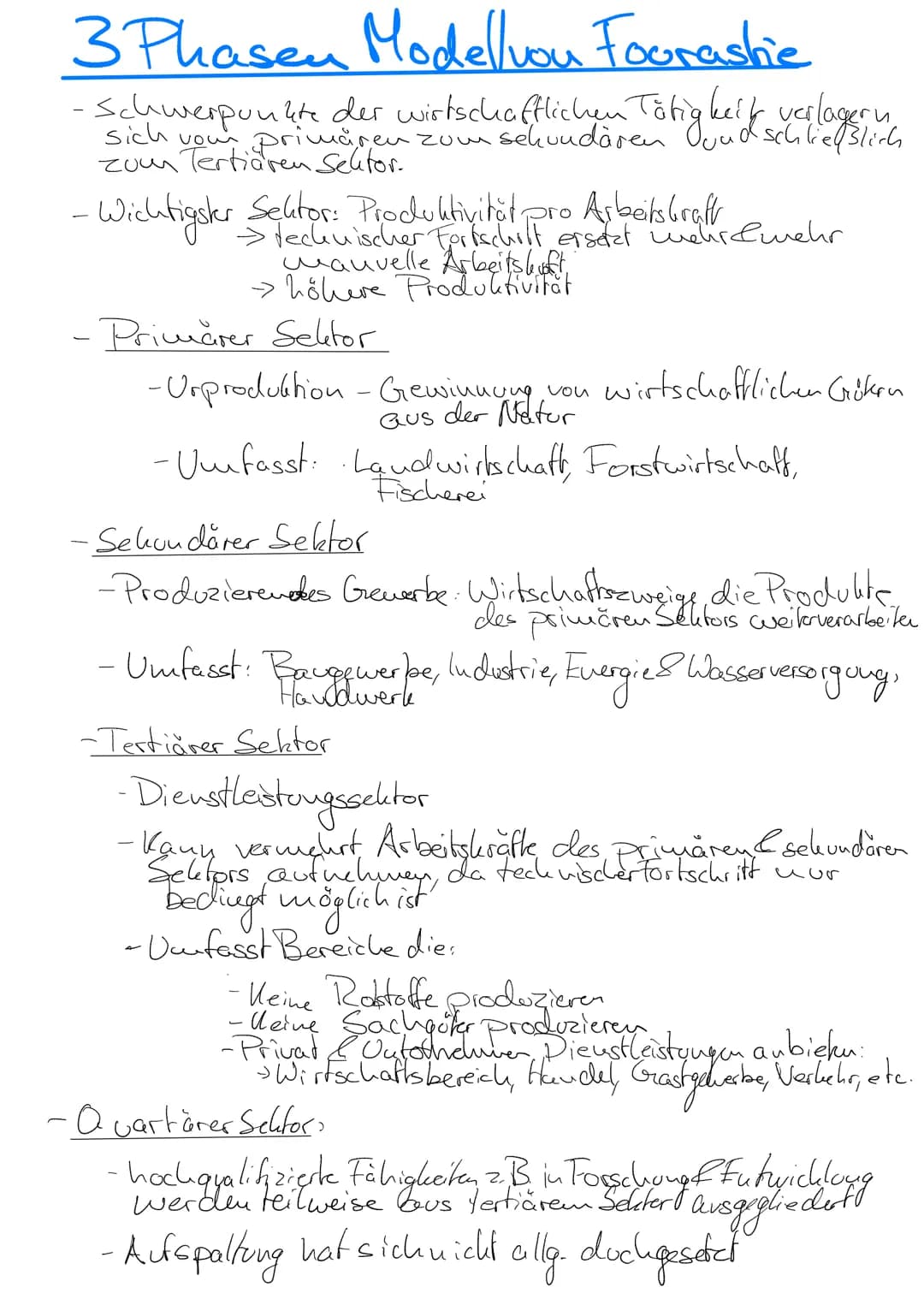 3 Phasen Modellvou Fourastie
-Schwerpunkte der wirtschaftlichen Tätigkeit verlagerinn
zum
schließlich
zum Tertiären sektor.
- Wichtigster Se