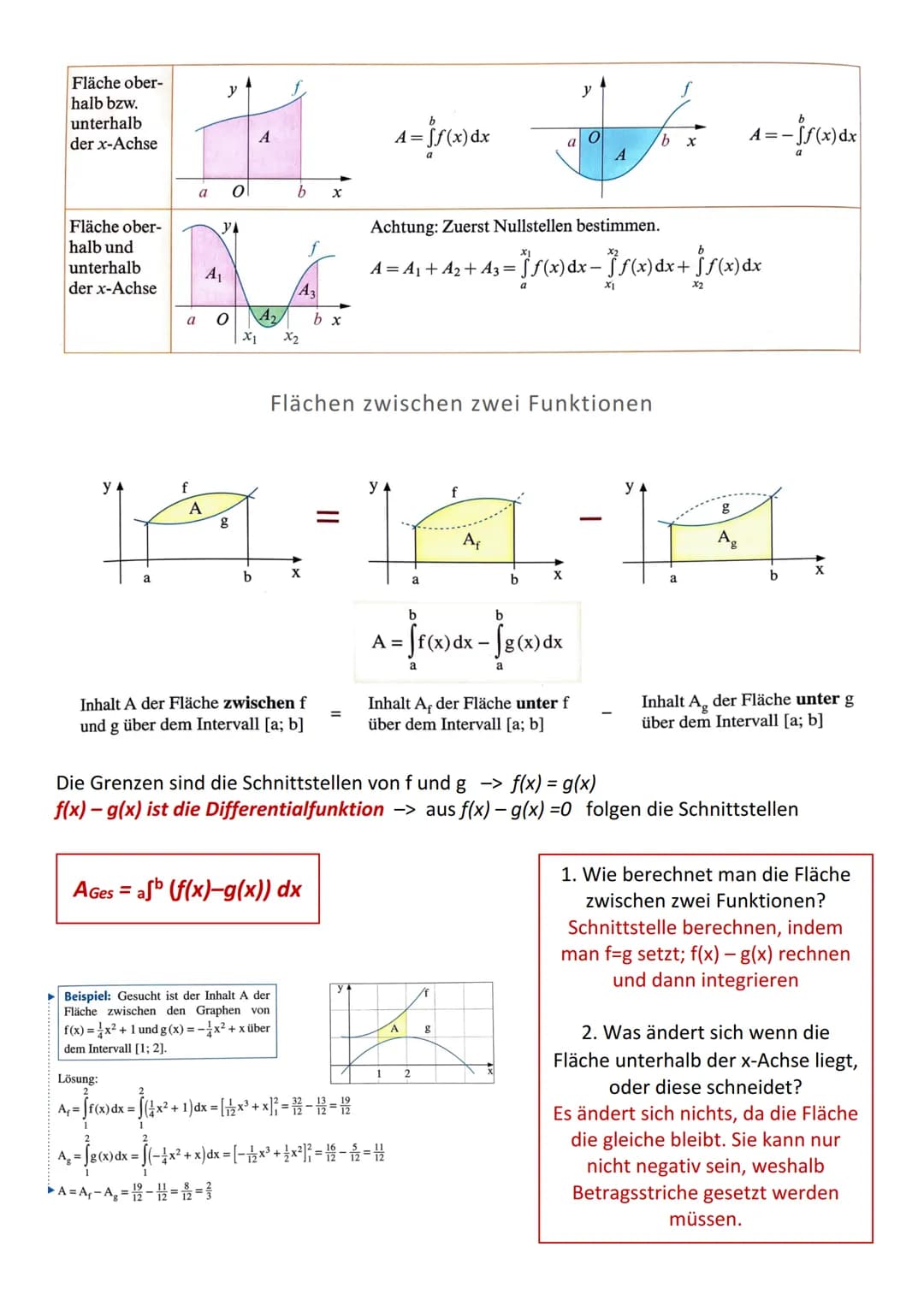 a
n+A*
Integralrechnung
Integrieren <-> Ableiten
Jede differenzierbare Funktion F(x), für die gilt:
f(x)=F'(x), nennt man Stammfunktion von 