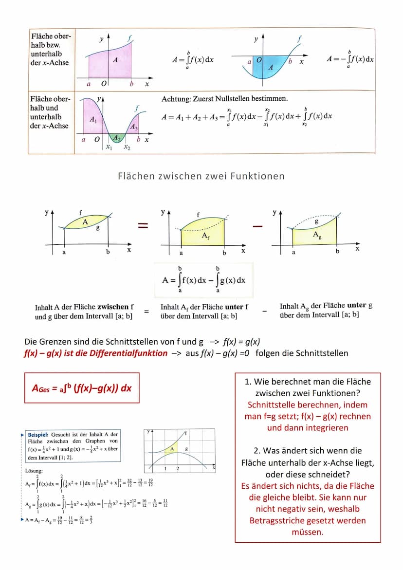 a
n+A*
Integralrechnung
Integrieren <-> Ableiten
Jede differenzierbare Funktion F(x), für die gilt:
f(x)=F'(x), nennt man Stammfunktion von 