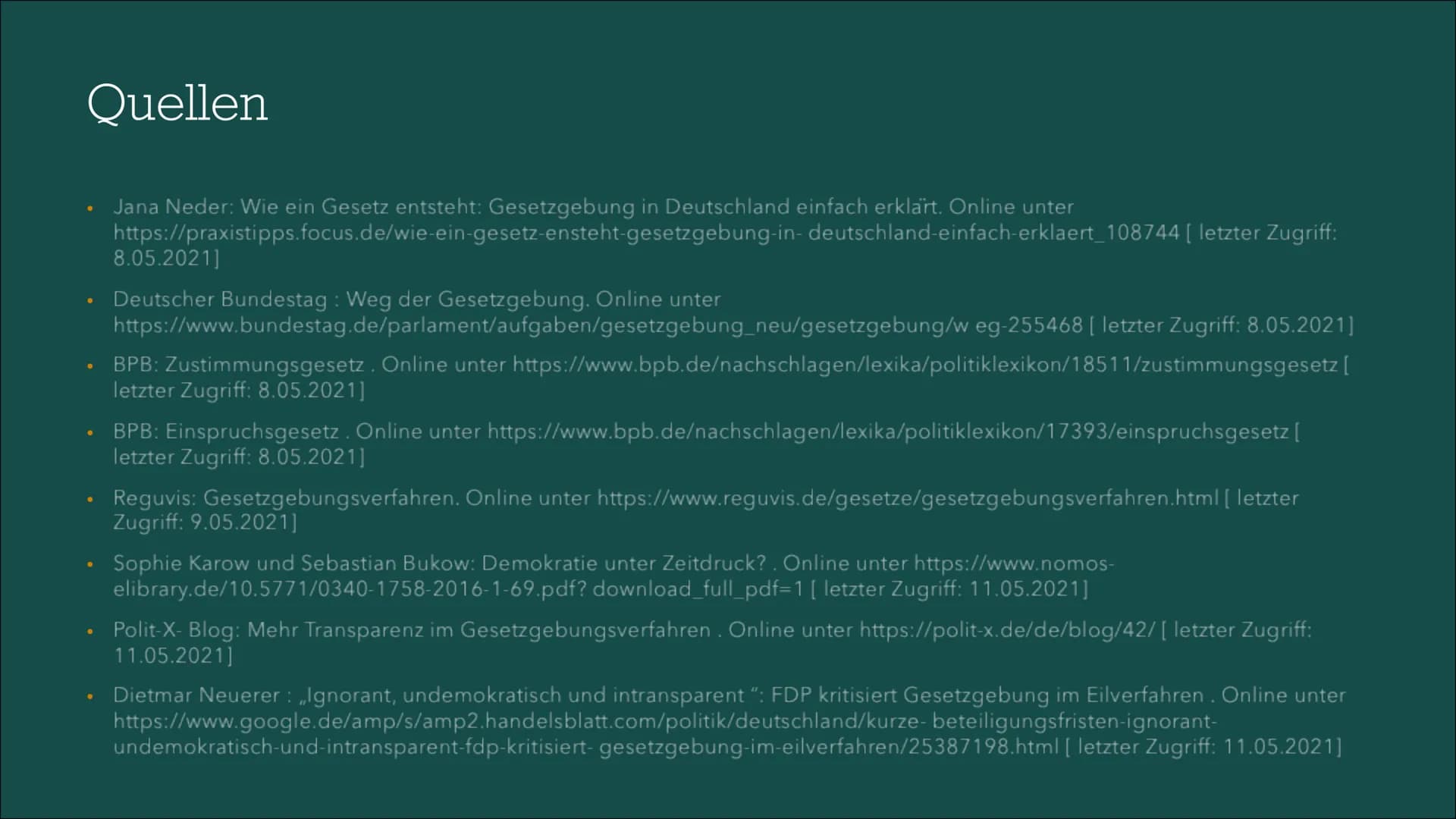 Gesetzgebungsprozess
In Deutschland Inhaltsverzeichnis
Allgemeine
Informationen
Ablauf
Kritik
Quellen Allgemeine Informationen
• Gesetzgebun