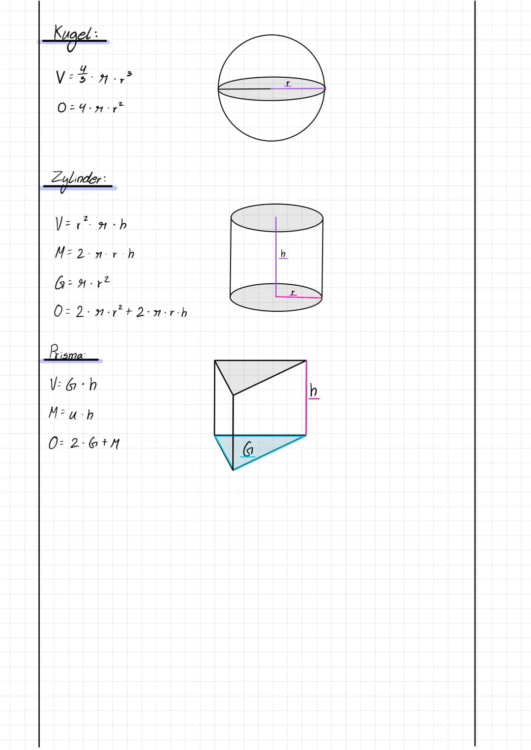 Berechnung
V= Volumen
M = Mantel
0-Oberfläche
G-Grund flache
M = P₁ (3,14)
Pyramide mit quadratischer Grundfläche:
V = 3·G· h
G = a ²
M = 4₁