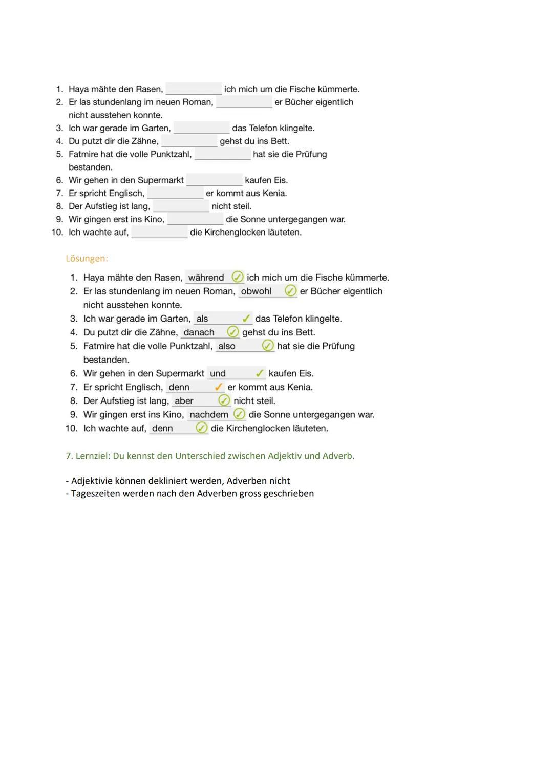 1.Lernziel: Du weisst, dass die Partikeln aus den 4 Unterarten Präposition, Konjunktion, Adverb und
Interjektion bestehen.
Text von Herr Dar