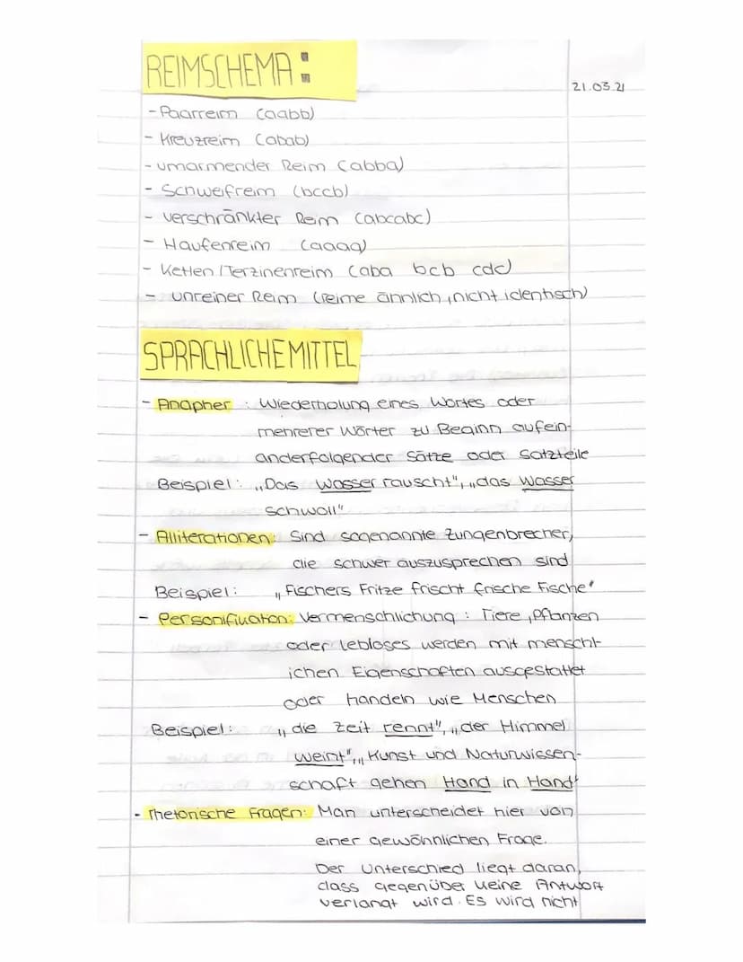 Gedicht
GEDICHTRUFBAU
Außerer Aufbau
Vers
: Gedichtzeile
Strophe Sinnabschnit
Enjambement (Zeilen - oder Verssprung):
Übergreifen des Satzes