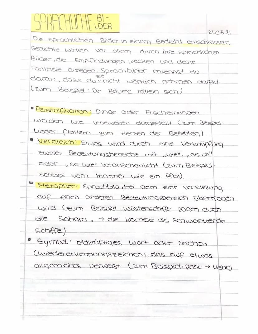 Gedicht
GEDICHTRUFBAU
Außerer Aufbau
Vers
: Gedichtzeile
Strophe Sinnabschnit
Enjambement (Zeilen - oder Verssprung):
Übergreifen des Satzes