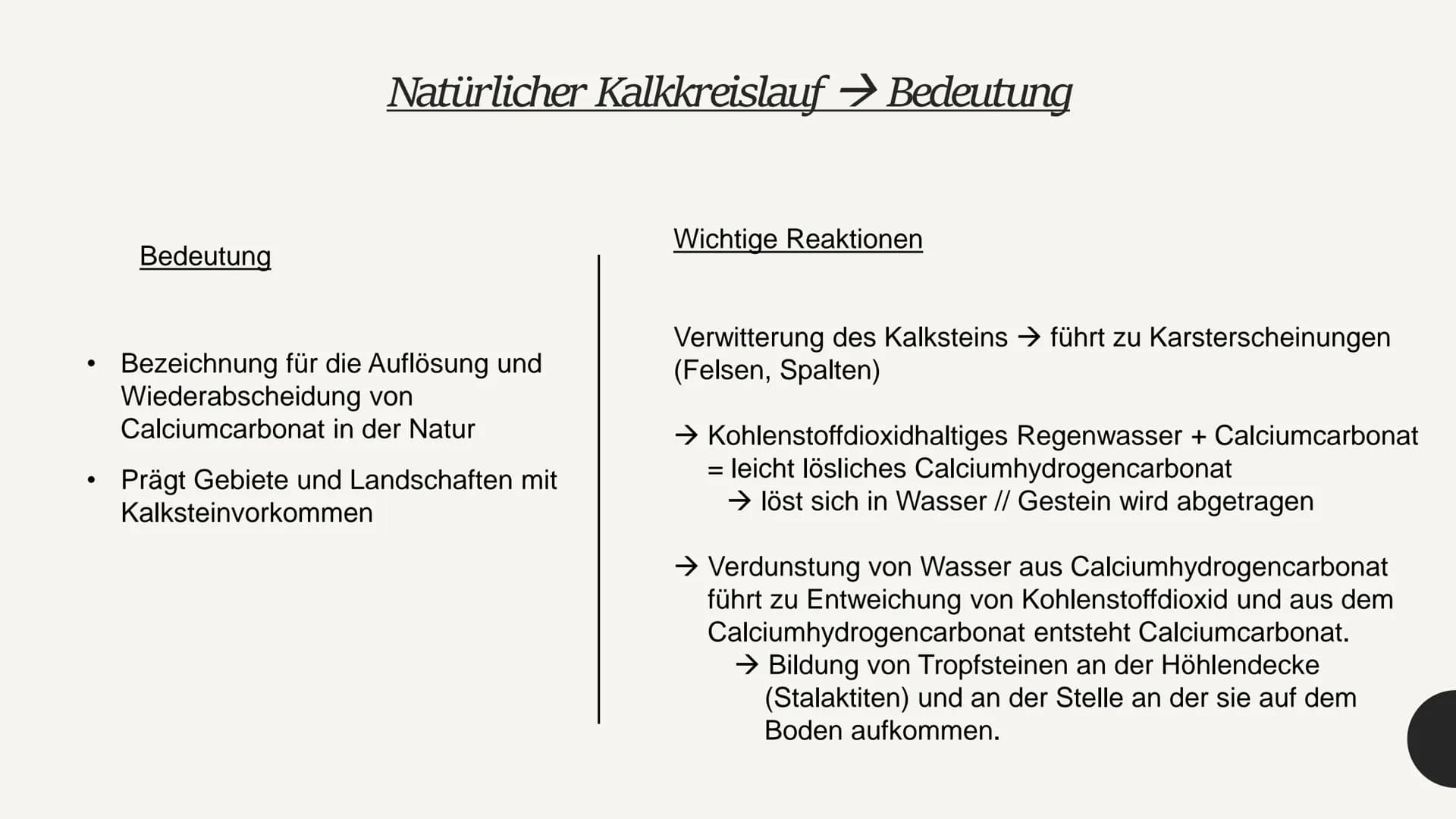 Kalkkreislauf
In der Natur und Technik
- Chemiepräsentation - 1. Kalk und seine Eigenschaften
Kalkkreislauf
2.
2.1 natürlicher Kalkkreislauf
