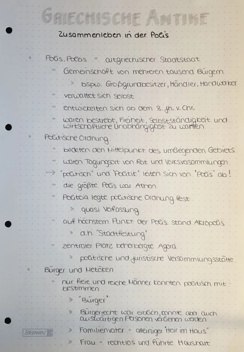 GRIECHISCHE ANTIKE
Zusammenleben in der Polis.
Polis, Paleis = altgriechischer Stadtstaat
Gemeinschaft von mehreren tausend Burgern.
bspw. G