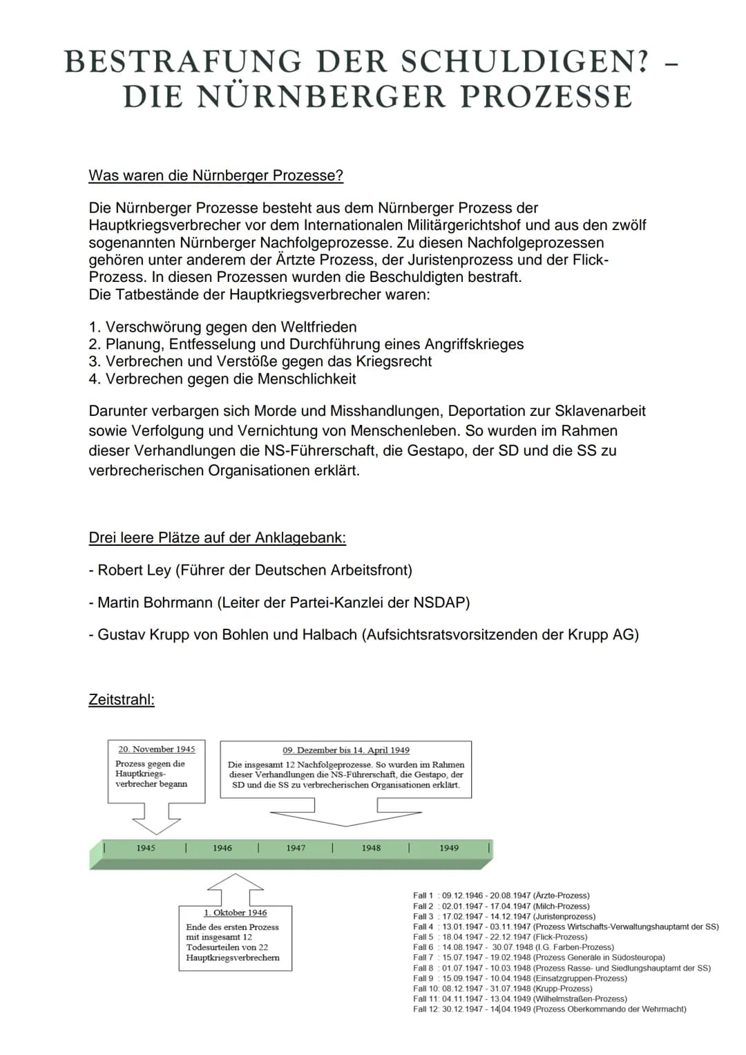 BESTRAFUNG DER SCHULDIGEN? -
DIE NÜRNBERGER PROZESSE
Was waren die Nürnberger Prozesse?
Die Nürnberger Prozesse besteht aus dem Nürnberger P