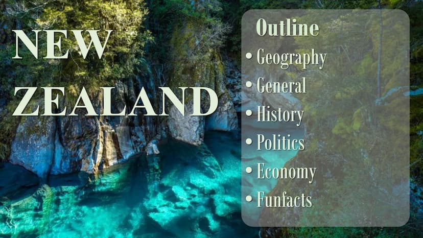 NEW
ZEALAND
Alina U. Ea NEW
Outline
Geography
ZEALANDneral
History
Politics
Economy
• Funfacts Geography
O
Nations Online Project
Te Anaug
O