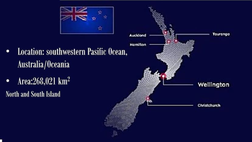 NEW
ZEALAND
Alina U. Ea NEW
Outline
Geography
ZEALANDneral
History
Politics
Economy
• Funfacts Geography
O
Nations Online Project
Te Anaug
O
