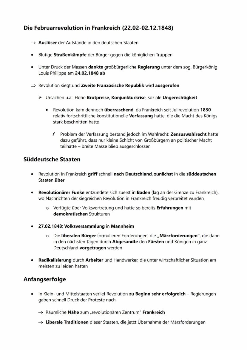 Die Märzrevolution von 1848
Die Träger und Ziele der Revolution in den deutschen Staaten
Die Märzforderungen
●
Forderungen politischer und s
