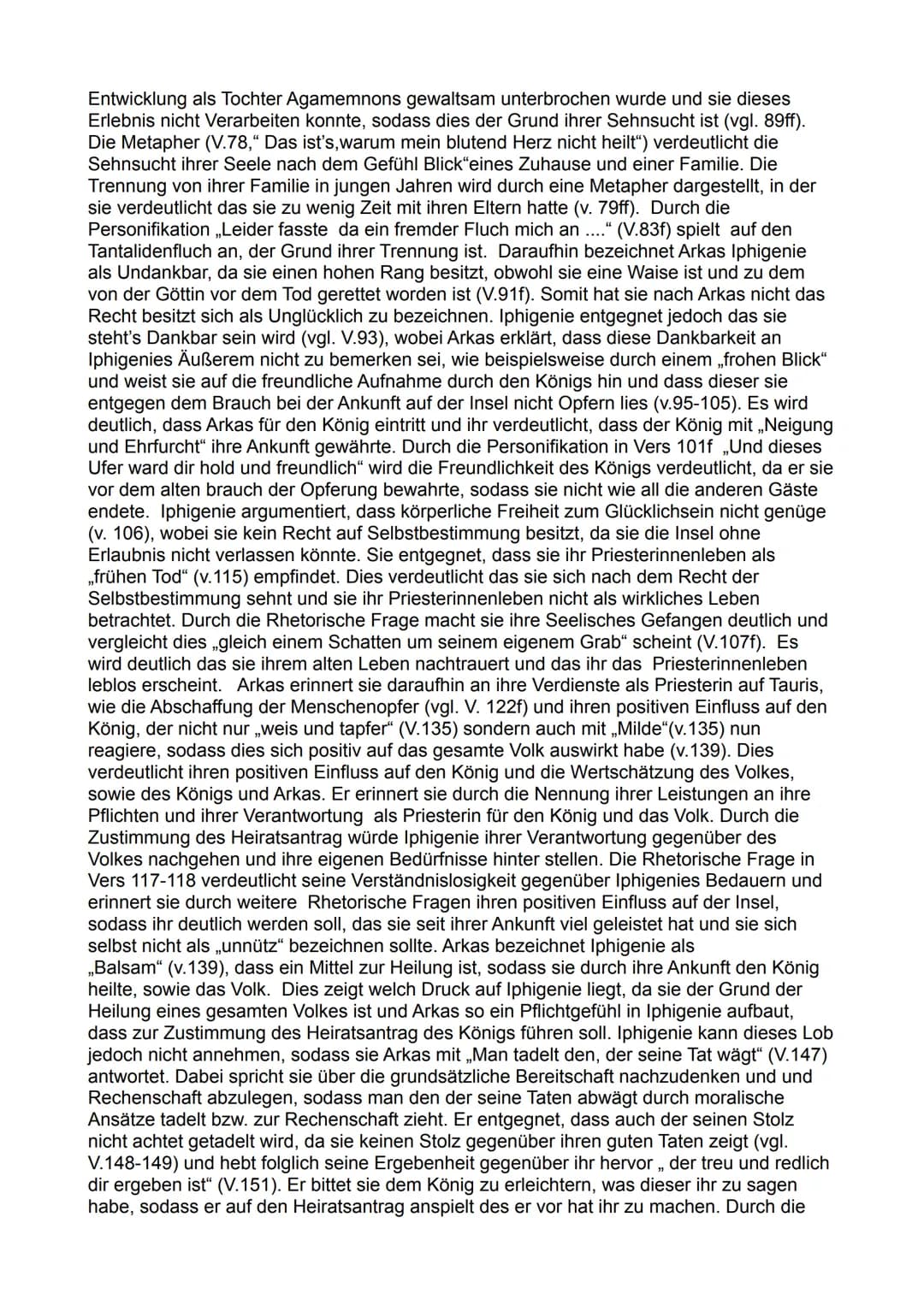 Szenenanalyse 1 Aufzug, zweiter Auftritt
Das Drama ,,Iphigenie auf Tauris" von Johann Wolfgang von Goethe wurde 1787
veröffentlicht und im J