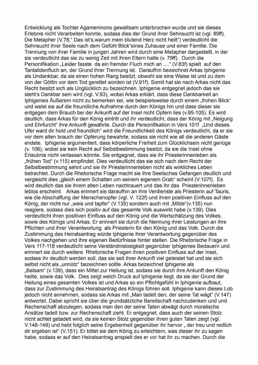 Szenenanalyse 1 Aufzug, zweiter Auftritt
Das Drama ,,Iphigenie auf Tauris" von Johann Wolfgang von Goethe wurde 1787
veröffentlicht und im J