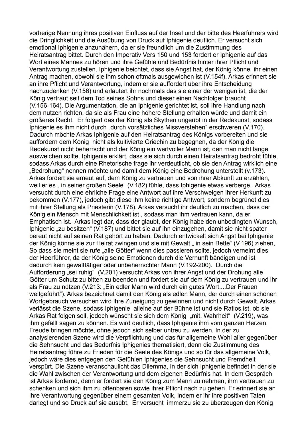 Szenenanalyse 1 Aufzug, zweiter Auftritt
Das Drama ,,Iphigenie auf Tauris" von Johann Wolfgang von Goethe wurde 1787
veröffentlicht und im J