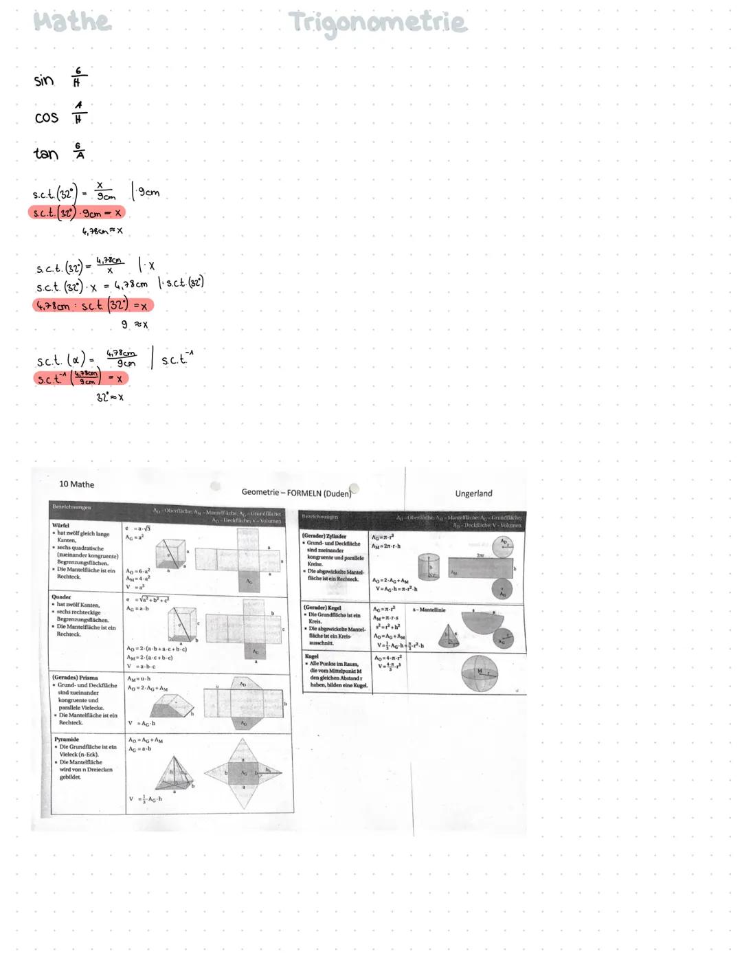 Mathe Arbeitsvorbereitung

## Themen der Vergleichsarbeit

- Körper
  - Volumen
  - Mantelflächen
  - Oberflächeninhalt
  - Satz von Cavalie