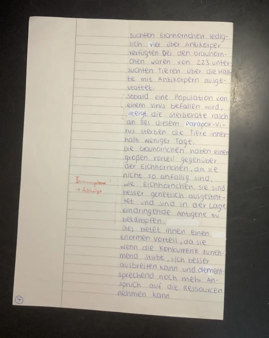  4 Biologie-Klausur

4.4.
Das Eichhörnchen ist im ver-
gleich zum Grauhörnchen
Kleiner und leichter, jecloch
List ihr Lebensraum ausgebrei-
